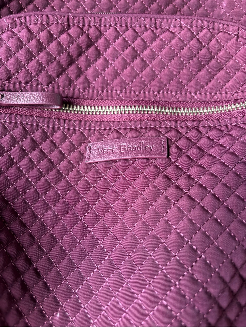 Vera Bradley Campus Backpack Microfiber Quilted Mulled Berry contrasting Lining - Picture 2 of 11